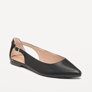 Faux-Leather Slingback Ballet Flats
